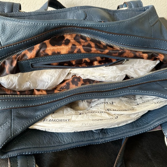 B Makowski Blue Soft Leather Bag New w/o Tags Unused, Orig. Packaging & Dust Bag - Picture 4 of 10